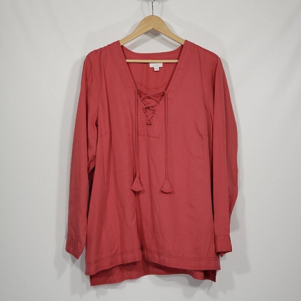 J Jill  Coral Tunic Blouse  Women's Size XL corset style V neck